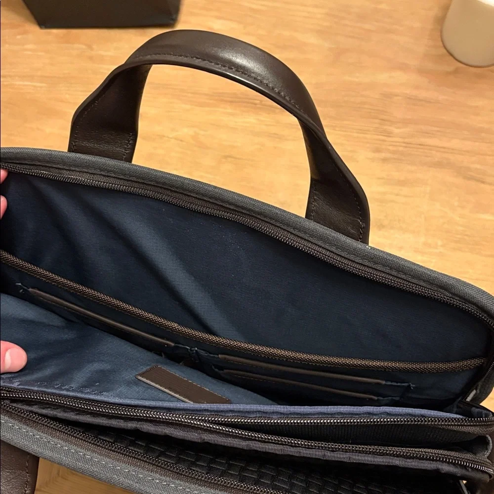 TUMI Men's Charcoal and Dark Brown Briefcase